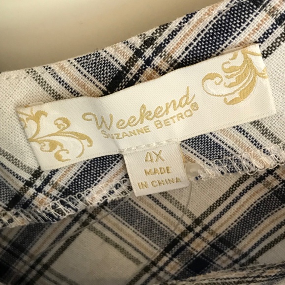 SUZANNE BETRO Sleeveless Tunic Blouse Plaid Tank Top Women’s Plus Size 4X NWT - Picture 10 of 16